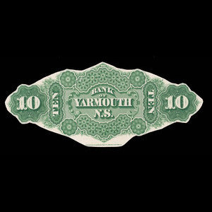 Canada, Bank of Yarmouth, 10 dollars : 1 juillet 1870