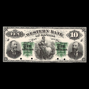 Canada, Western Bank of Canada, 10 dollars : 2 octobre 1882