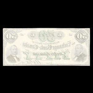 Canada, Exchange Bank of Canada, 50 dollars : 2 janvier 1873