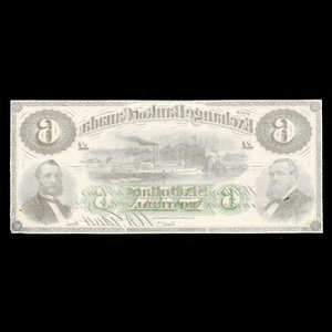Canada, Exchange Bank of Canada, 6 dollars : 1 octobre 1872