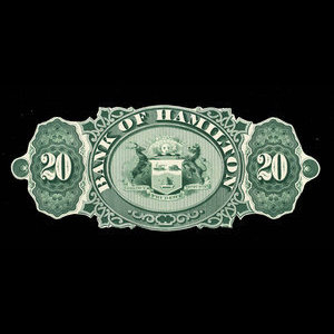 Canada, Bank of Hamilton, 20 dollars : 2 janvier 1873