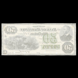 Canada, Bank of Hamilton, 50 dollars : 2 janvier 1873