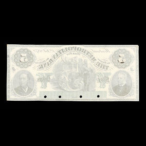 Canada, Metropolitan Bank, 5 dollars : 1 février 1872