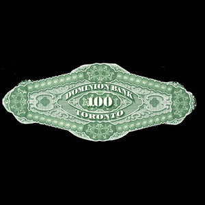 Canada, Dominion Bank, 100 dollars : 1 octobre 1873
