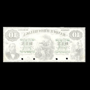 Canada, Banque d'Hochelaga, 10 piastres : 2 janvier 1874