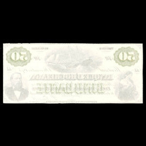 Canada, Banque d'Hochelaga, 50 piastres : 1 novembre 1875