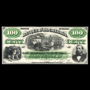 Canada, Banque d'Hochelaga, 100 piastres : 1 novembre 1875