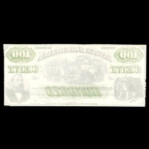Canada, Banque d'Hochelaga, 100 piastres : 1 novembre 1875
