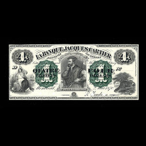 Canada, Banque Jacques-Cartier, 4 piastres : 2 mai 1870