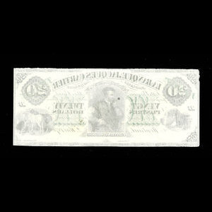 Canada, Banque Jacques-Cartier, 20 piastres : 2 mai 1870