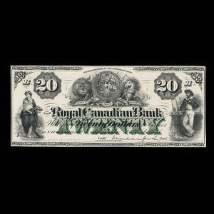 Canada, Royal Canadian Bank, 20 dollars : 2 octobre 1871