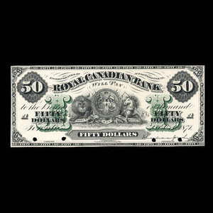 Canada, Royal Canadian Bank, 50 dollars : 2 octobre 1871
