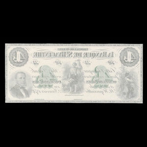 Canada, Banque de St. Hyacinthe, 4 dollars : 2 janvier 1874