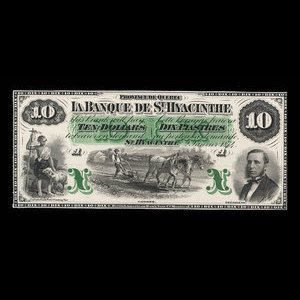 Canada, Banque de St. Hyacinthe, 10 dollars : 2 janvier 1874
