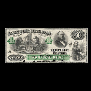Canada, Banque de St. Jean, 4 dollars : 1 septembre 1873