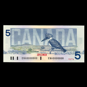 Canada, Banque du Canada, 5 dollars : 1986