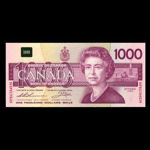 Canada, Banque du Canada, 1,000 dollars : 1988