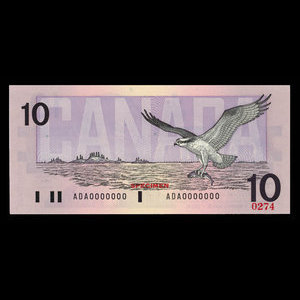 Canada, Banque du Canada, 10 dollars : 1989