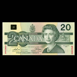 Canada, Banque du Canada, 20 dollars : 1991