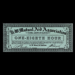 Canada, K.-W. Mutual Aid Association, 1/8 heure : 1935
