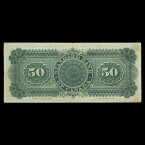 Canada, Standard Bank of Canada, 50 dollars : 1 décembre 1890