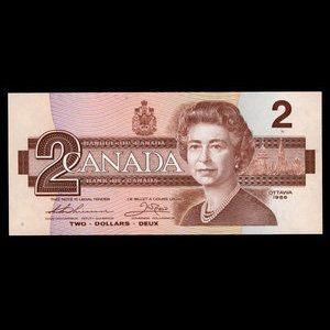 Canada, Banque du Canada, 2 dollars : 1986