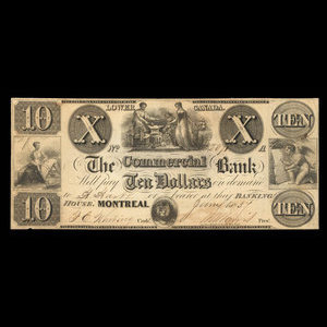 Canada, Commercial Bank (Montreal), 10 dollars : 1 juin 1837
