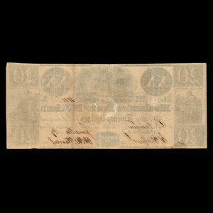 Canada, Mechanics Bank of St. John's, 20 dollars : 20 juin 1837