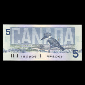 Canada, Banque du Canada, 5 dollars : 1986