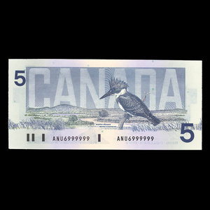 Canada, Banque du Canada, 5 dollars : 1986