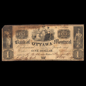 Canada, Banque de Ottawa, 1 dollar : 4 janvier 1838