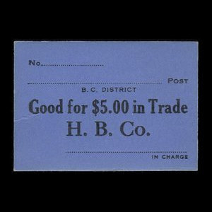 Canada, Compagnie de la Baie d'Hudson, 5 dollars : 1927