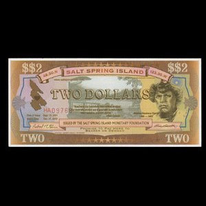Canada, Salt Spring Island Monetary Foundation, 2 dollars : 15 septembre 2001
