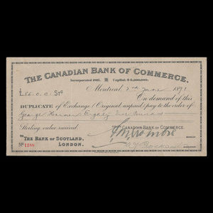 Canada, Canadian Bank of Commerce, 85 livres(anglaise) : 2 juin 1891