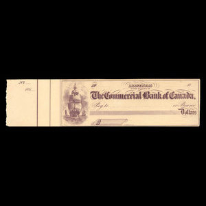Canada, Commercial Bank of Canada, aucune dénomination : 1868