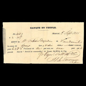 Canada, Banque du Peuple (People's Bank), 2 livres, 10 shillings : 5 septembre 1835