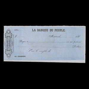Canada, Banque du Peuple (People's Bank), aucune dénomination : 1869