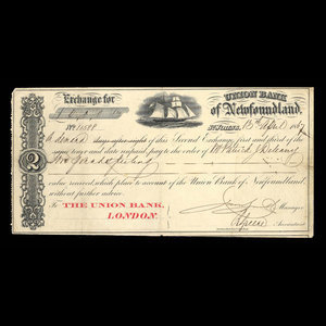 Canada, Union Bank of Newfoundland, 2 livres(anglaise) : 13 avril 1867