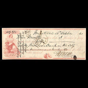 Canada, Banque de Montréal, 419 dollars, 84 cents : 13 octobre 1860