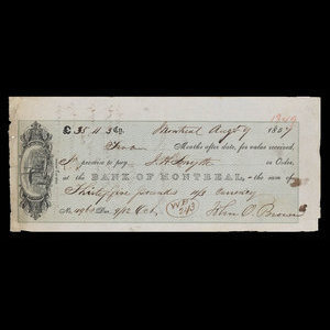 Canada, Banque de Montréal, 35 livres, 11 shillings, 3 pence : 9 août 1859