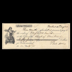 Canada, Banque de Montréal, 54 dollars : 22 janvier 1863