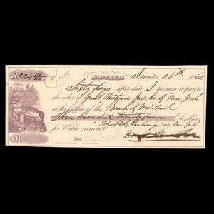 Canada, Banque de Montréal, 324 dollars : 26 juin 1862