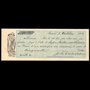 Canada, Banque du Peuple (People's Bank), 50 dollars : 8 octobre 1862