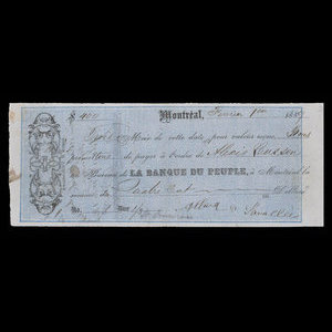 Canada, Banque du Peuple (People's Bank), 400 dollars : 1 février 1859