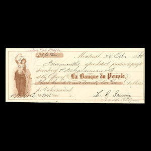 Canada, Banque du Peuple (People's Bank), 372 dollars, 91 cents : 25 octobre 1860