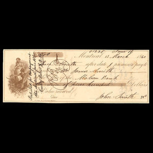Canada, Molsons Bank, 500 dollars : 13 mars 1860