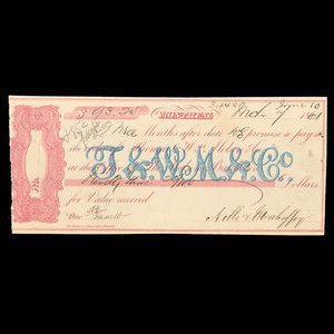 Canada, Molsons Bank, 93 dollars, 25 cents : 7 mars 1861