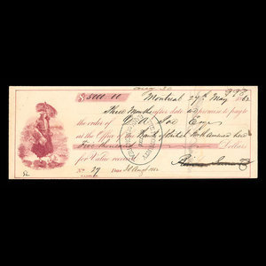 Canada, Bank of British North America, 5,000 dollars : 27 mai 1862