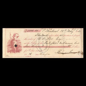 Canada, Bank of British North America, 5,000 dollars : 23 mai 1862