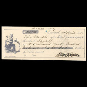 Canada, Commercial Bank of Canada, 2,200 dollars : 1 avril 1863